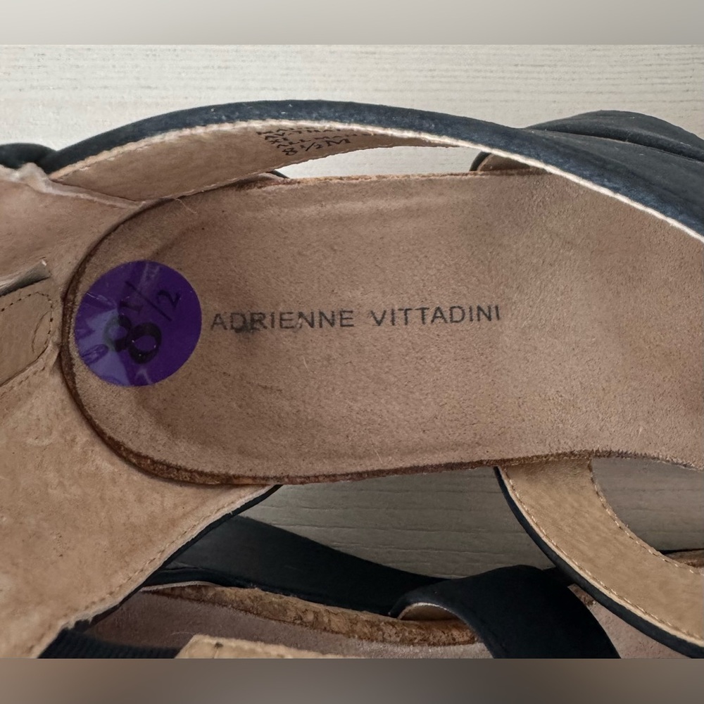 Adrienne Vittadini Av-Thalla-2 Black Women's Wedge Sandals / Size 8.5 - Picture 9 of 14